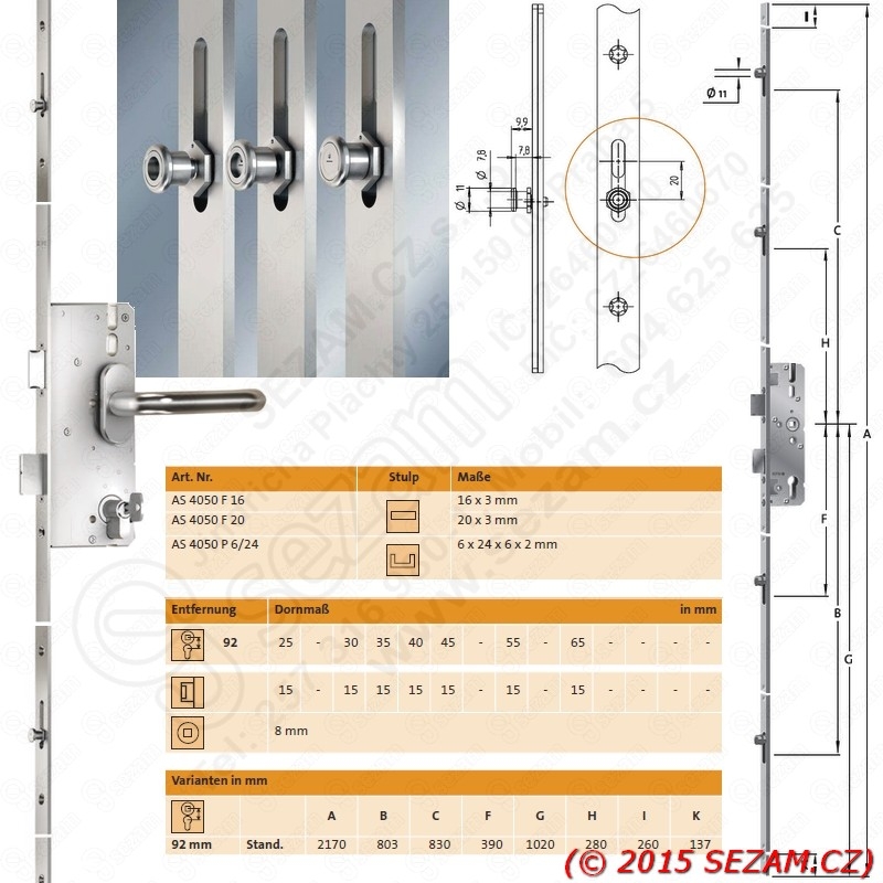 SEZAM.CZ s.r.o. - ZÁMKY A PŘÍSLUŠENSTVÍ: KFV AS 4100 45/92/8/16